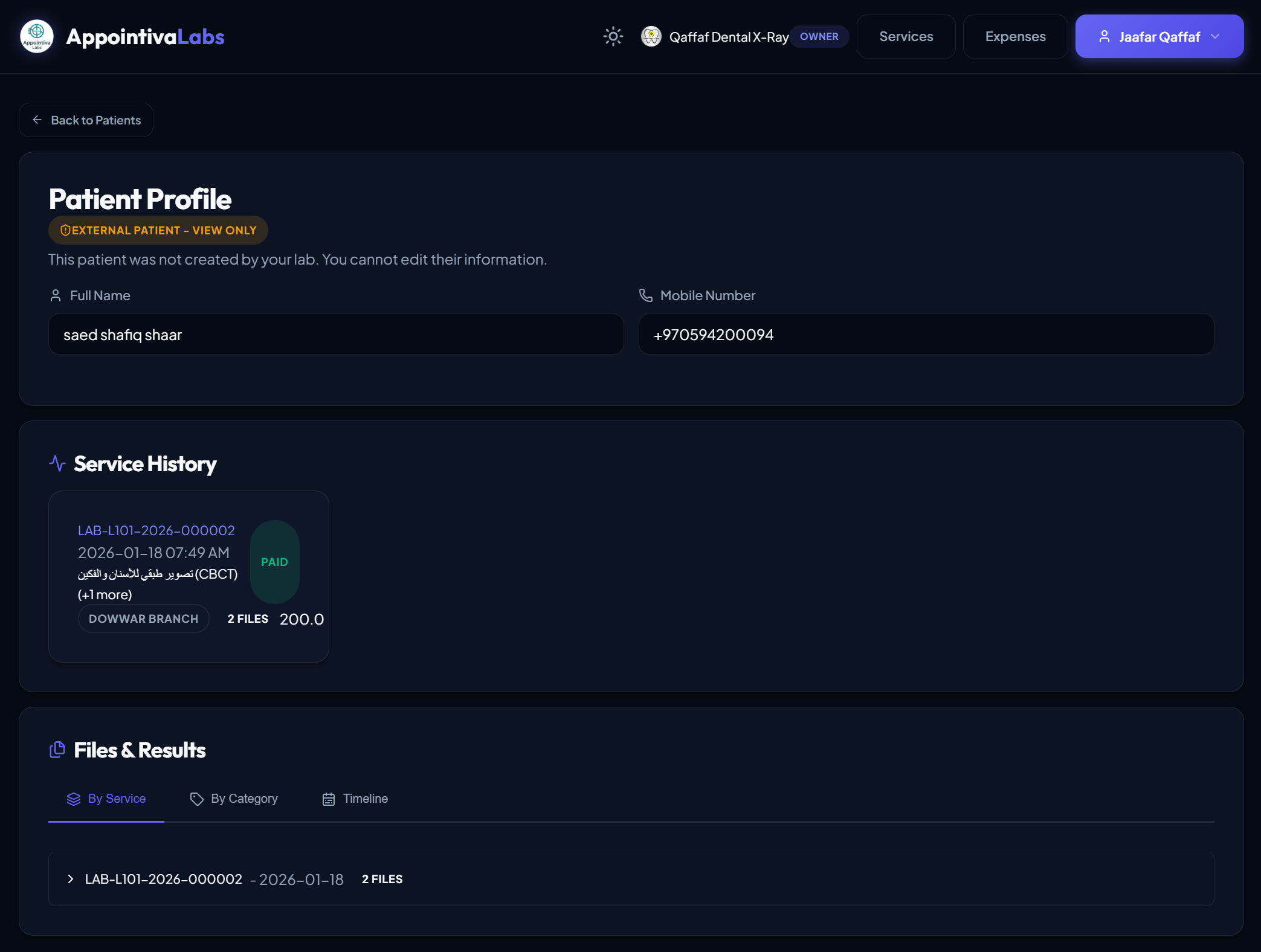 Patient Profile Interface